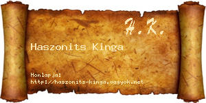 Haszonits Kinga névjegykártya